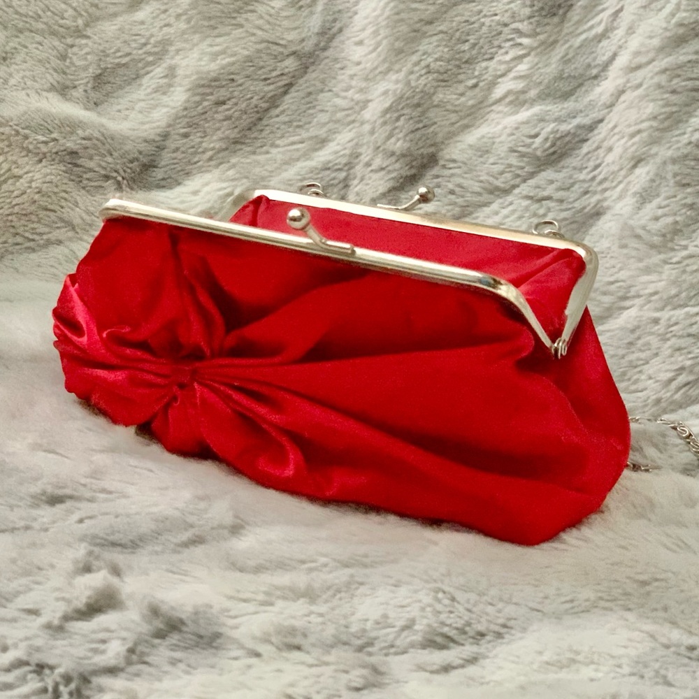 Red Satin Mini Purse 7”L x 2”W x 3.5”H